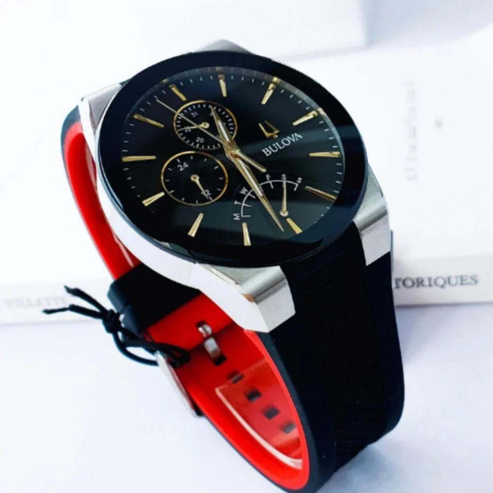 Bulova Men's Quartz Day/Calendar Black Dial Watch 41mm New